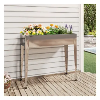 vidaXL Garden Planter 100.5x40.5x90 cm Galvanised Steel Outdoor Raised Bed