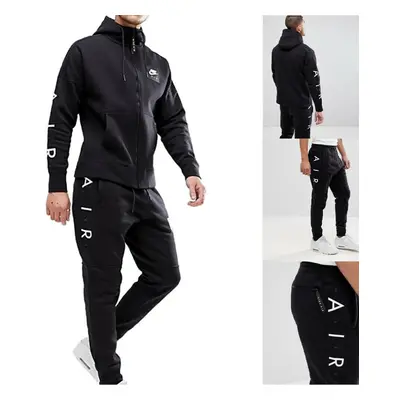 (Medium) Nike Air Mens Tracksuit Full Set Black Hoodie Pant