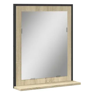 vidaXL Bathroom Mirror with Shelf Bath Wall Mirror Sonoma Oak Engineered Wood