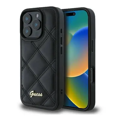 Guess Quilted Metal Logo Case for iPhone Pro Max 6.9" Black