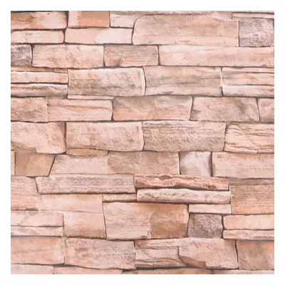 (Brown) 45x100CM 3D Stone Brick Wall Paper Sticker Kitchen Bathroom Waterproof PVC Home