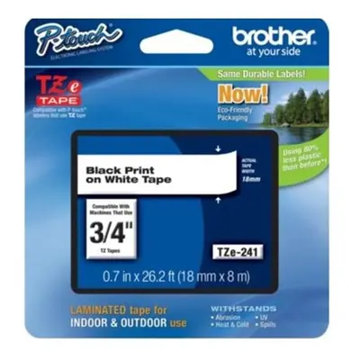 Brother TZE241 TZe Standard Adhesive Laminated Labeling Tape 3/4w Black on White