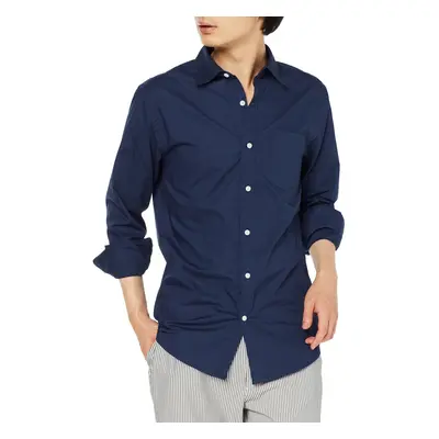 Mens Regular-Fit Long-Sleeve casual Poplin Shirt, Navy, X-Large