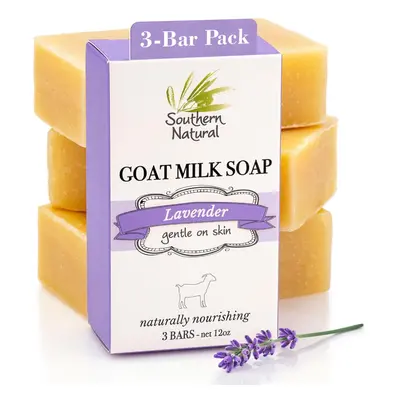 Southern Natural Goat Milk Soap Bar (Lavender Pack) For Dry Sensitive Skin. Natural Handmade Soa