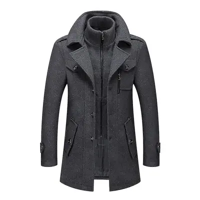 (Autumn And Winter Men's Woolen Coat Business Double Collar Woolen Coat For Men Kb) Autumn And W