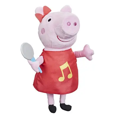 Oink-Along Songs Peppa Singing Plush Doll with Sparkly Red Dress and Bow, Sings Songs, Ages and 