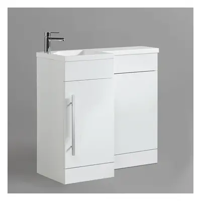 Raven LH 900mm Vanity Basin Unit, WC Unit & Desone Back to Wall Toilet White