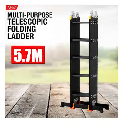 5.7M ALUMINUM FOLDING LADDER SCAFFOLD EXTENDABLE LADDER MULTI-PURPOSE