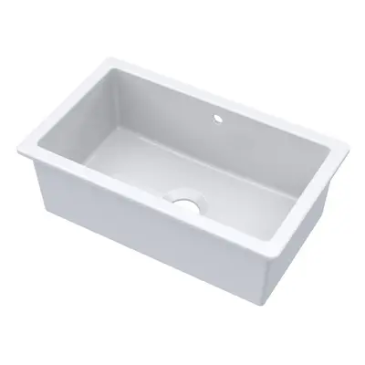 Fireclay Single Bowl Square Undermount Kitchen Sink, With Overflow,763x457x254mm