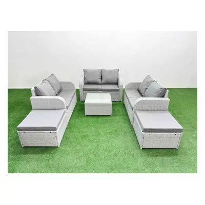 Fimous Seater PE Wicker Rattan Furniture Sofa Sets with Square Coffee Table Seater Love Sofa Big