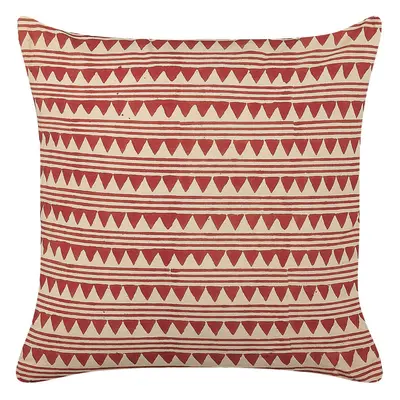 Cotton Cushion Geometric Pattern x cm Red and Beige DEGLUPTA