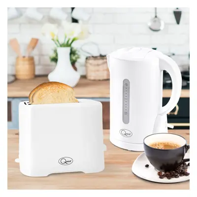 (White) Quest Modern Kettle & Toaster Sets / 1.7L Kettle & Slice Toaster