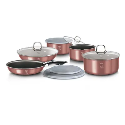 (Rose) Berlinger Haus 12Pc Space Saving Cookware Set Pots Pans Induction Lids Handle