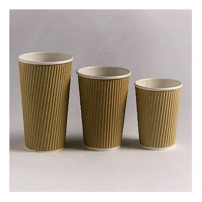 12oz. Brown Kraft Ripple Paper Cups Biodegradable Compostable Recyclable Great for Tea Coffee Ho