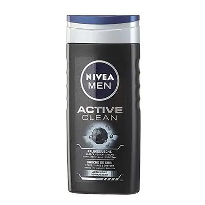 Nivea mens active clean body, face and hair shower gel, pack (6x ml)