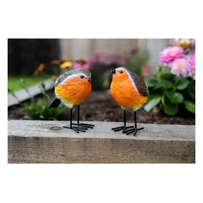 obin Redbreast Resin 2pc Bird Set Highly Detailed Garden Ornaments