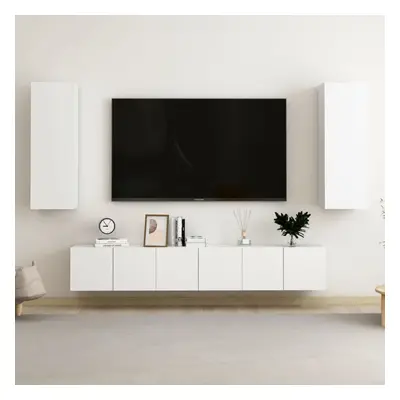 vidaXL TV Cabinet Set Piece White Chipboard Home Furniture TV Stand Cabinet