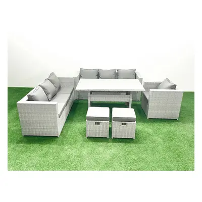 Fimous Pieces Outdoor Rattan Sofa Set with Cushions Patio Garden Furniture Sets with Armchair Di