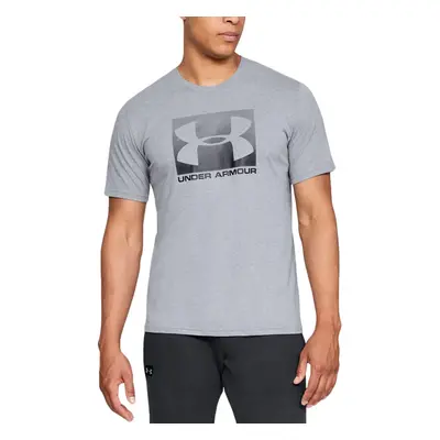 (S UK, Grey) Under Armour UA Mens Boxed Sports Style Crew Neck Gym Fitness T-Shirt Top Tee