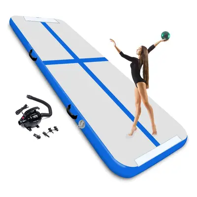 (Blue) 3M Inflatable Gymnastics Mat Inflatable Tumbling Mat with Electric Pump