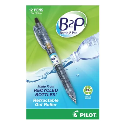 PilotBottle to Pen B2P Retractable Gel Pens Fine Point 0.7 mm 89% Recycled Translucent Barrel Bl