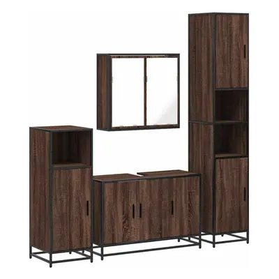 (brown oak) vidaXL 4ÃÂ Piece Bathroom Furniture SetÃÂ Brown Oak Engineered Wood