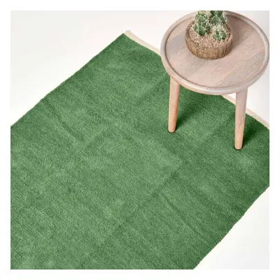 (90 x cm, Dark Olive) Chenille Plain Cotton Rug