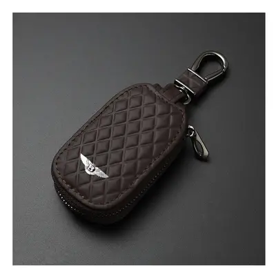 (coffee) Leather Car Key Wallet Car Key Case For Bentley Auto