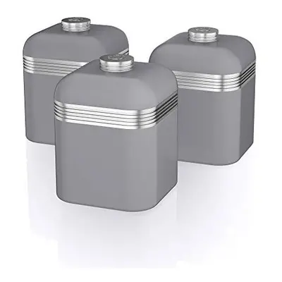 Swan SWKA1020GRN Retro Kitchen Storage Canisters, Iron, Grey, Set of