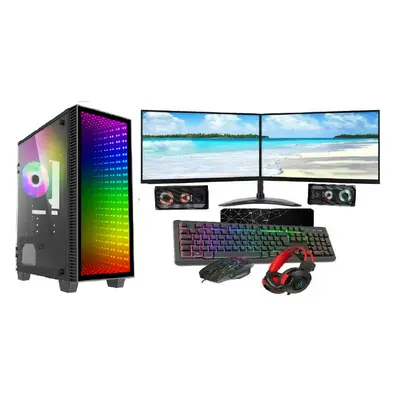 Gaming PC Core i5 16GB RAM 1TB+128GB SSD GT1030 2GB 2x22 Monitor Dual Stand ABYSS MINI