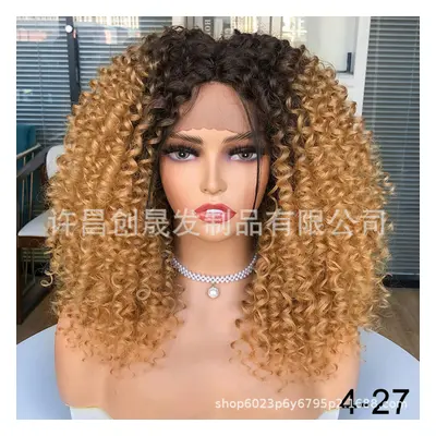 (4-27) Former Lace Wigs Female Black Short Curly Kinky Curly Wigs African Wiggle Set European An