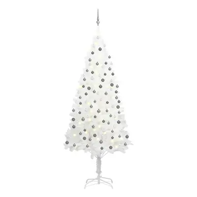 vidaXL Artificial Pre-lit Christmas Tree with Ball Set Artificial Tree White