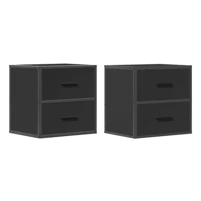 (black, pcs) vidaXL Wall-mounted Bedside Cabinets pcs Sonoma Oak 40x31x39.5 cm cabinet