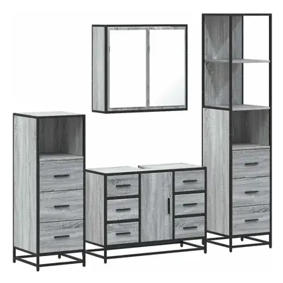 (grey sonoma) vidaXL 4ÃÂ Piece Bathroom Furniture SetÃÂ Black Engineered Wood bathroom cabinet