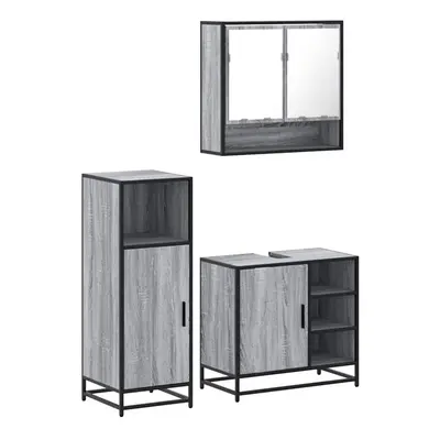 (grey sonoma) vidaXL Piece Bathroom Furniture Set Brown Oak Engineered Wood