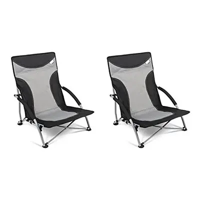 2 x Kampa Sandy Low Folding Beach Chair Fog Grey