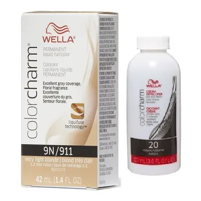 (9N + Developer (Vol. 20) 3.6oz ) Wella Color Charm Permanent Liquid Haircolor