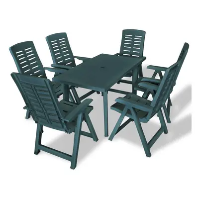 vidaXL Outdoor Dining Set Piece 126x76x72cm Green Garden Table Folding Chair