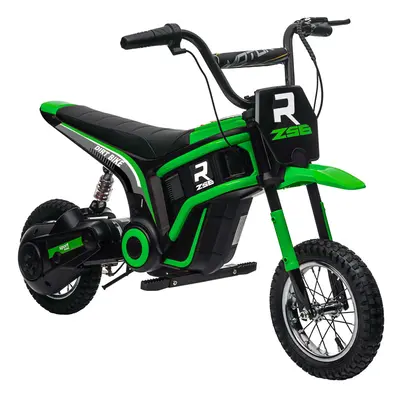 HOMCOM 24V Kids Electric Motorbike with Twist Grip Throttle, Music, Horn - Green