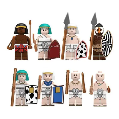 8pcs Egypt Series Nubia Tribe Egyptian Warrior Assembled Building Block Figure