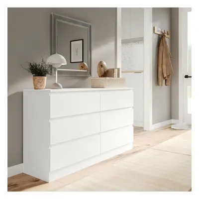 (White Carcass + White Drawers) 120cm Modern Wooden Chest of Drawers Bedroom Furniture Storage B