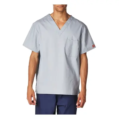 Dickies Mens Signature V-Neck Scrubs Shirt grey Large