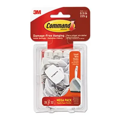 3M MMM17067MPES General Purpose Wire Hooks, White - Pack of