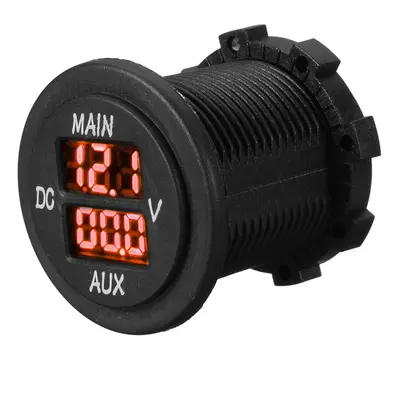 (Red) 12V 24V AUX Main LED Digital Dual Voltmeter Voltage Gauge Battery Monitor Panel