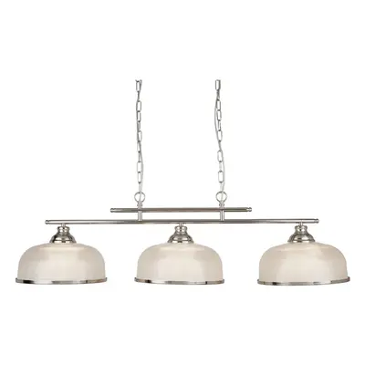 3 Light Ceiling Bar Satin Silver Marble Glass