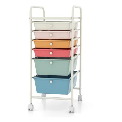 6-Drawer Organizer Cart Mobile Rolling Utility Storage-Colorful