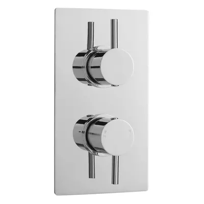 Round Concealed Twin Thermostatic Shower Valve (1 Outlet) - Chrome