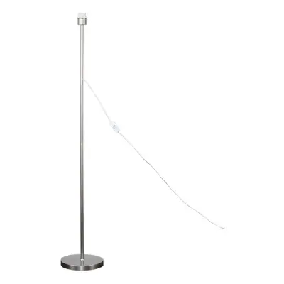 Modern Standard Floor Lamp Base in a Brushed Chrome Metal Finish - Complete with a 15w LED GLS B