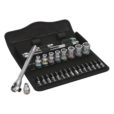 Wera 8100 SA Zyklop Metal Ratchet Set with push-through square, 1/4" drive, imperial , pieces