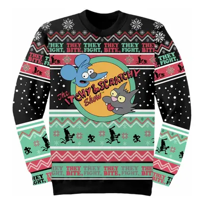 (L, Multicoloured) The Simpsons Unisex Adult Itchy And Scratchy Show Knitted Jumper